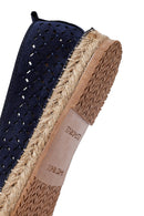 Woman Navy Blue Mesh Suede Espadrilles | Derimod