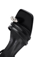 Women's Black Ankle Buckle Low Thin Heel Sandals | Derimod