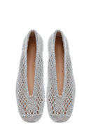 Women's Silver Glitter Ballerina | Derimod