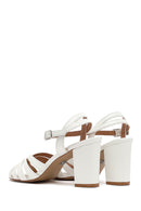 Women's White Ankle Strap Chunky Heel Sandals | Derimod