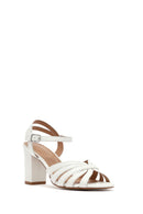 Women's White Ankle Strap Chunky Heel Sandals | Derimod