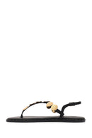 Women's Black Metal Detailed Flip-Flop Sandals | Derimod