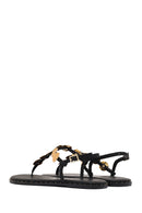 Women's Black Metal Detailed Flip-Flop Sandals | Derimod