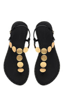 Women's Black Metal Detailed Flip-Flop Sandals | Derimod