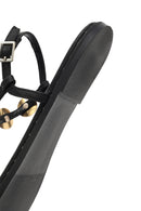 Women's Black Metal Detailed Flip-Flop Sandals | Derimod