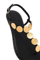 Women's Black Metal Detailed Flip-Flop Sandals | Derimod