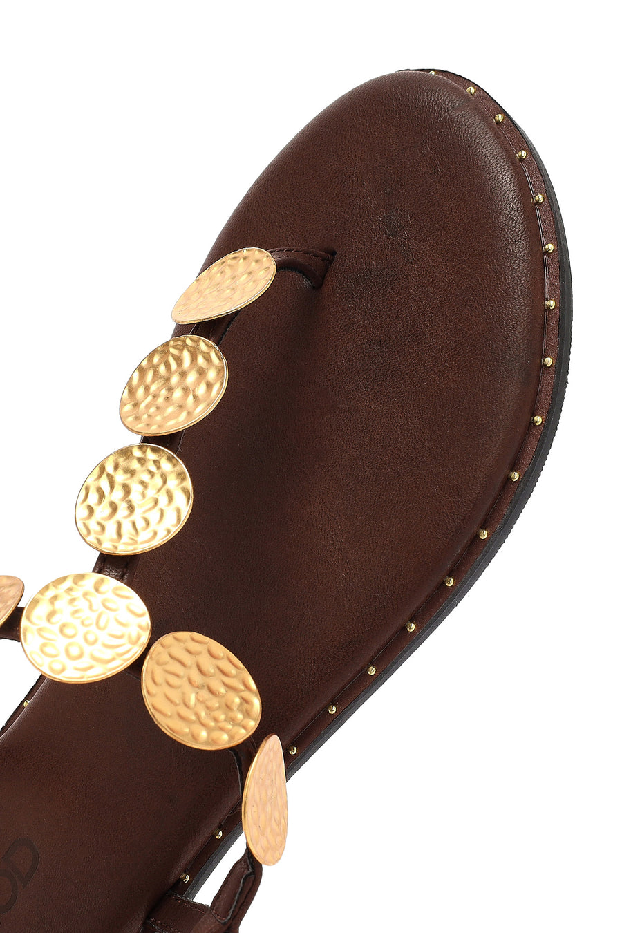 Women's Brown Metal Detailed Flip-Flop Sandals