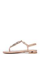 Women's Pink Stone Flip Flops Sandals | Derimod