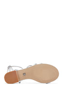 Women's Silver Anklet Buckle Stone Sandals | Derimod