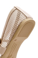 Women's Beige Strapped Mesh Ballet Flats | Derimod
