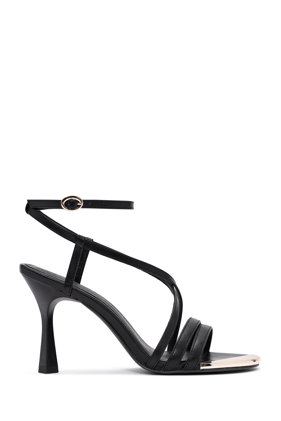 Women's Black Ankle Buckle Thin High Heel Sandals 25SFE486018 | Derimod