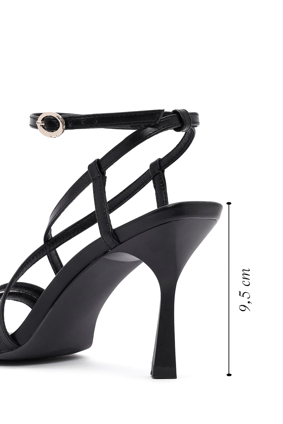 Women's Black Ankle Buckle Thin High Heel Sandals