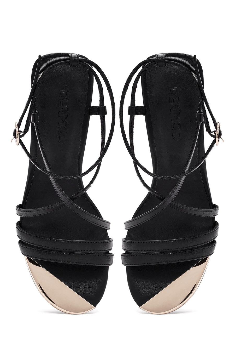 Women's Black Ankle Buckle Thin High Heel Sandals