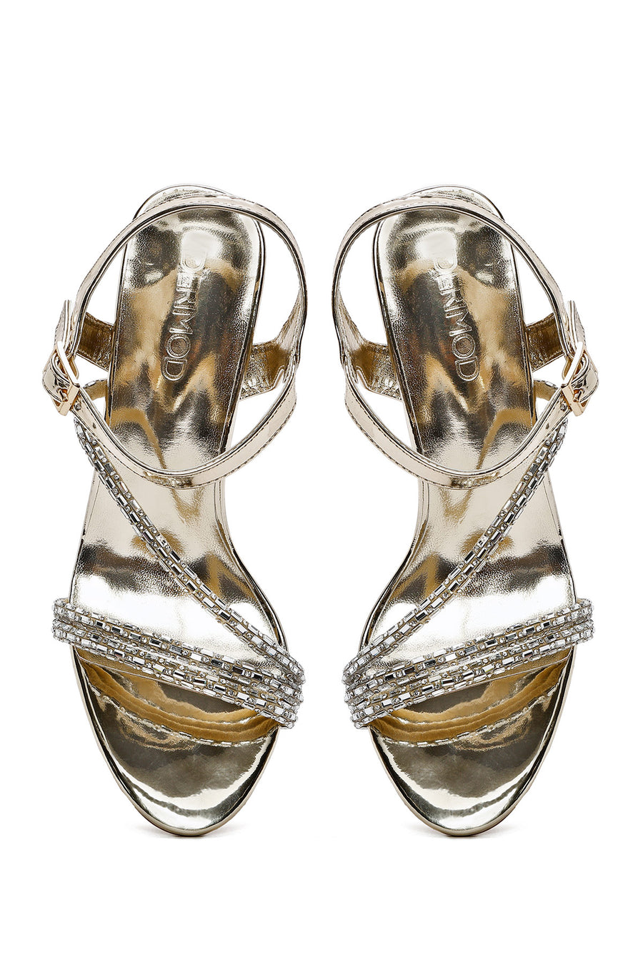 Women's Gold Ankle Buckle High Thin Heel Sandals