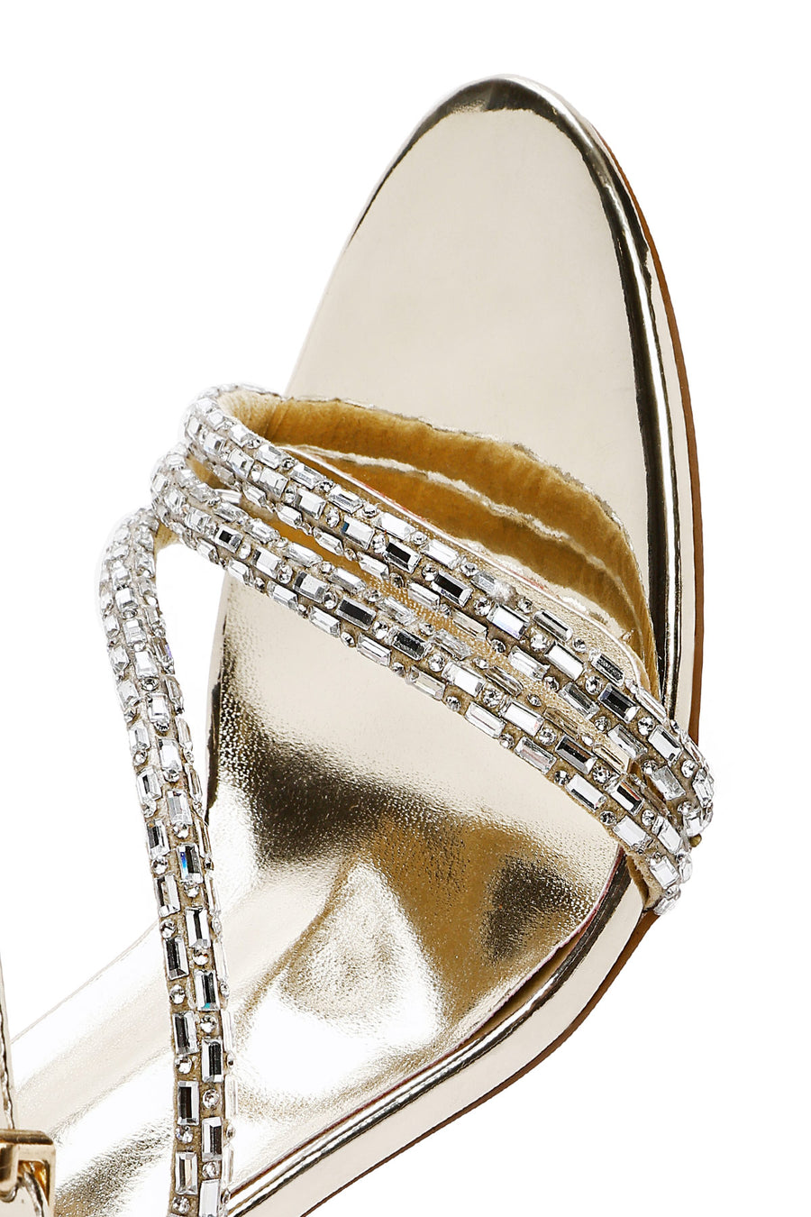 Women's Gold Ankle Buckle High Thin Heel Sandals