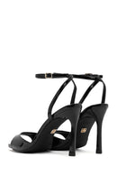 Women's Black Ankle Buckle High Thin Heel Sandals | Derimod