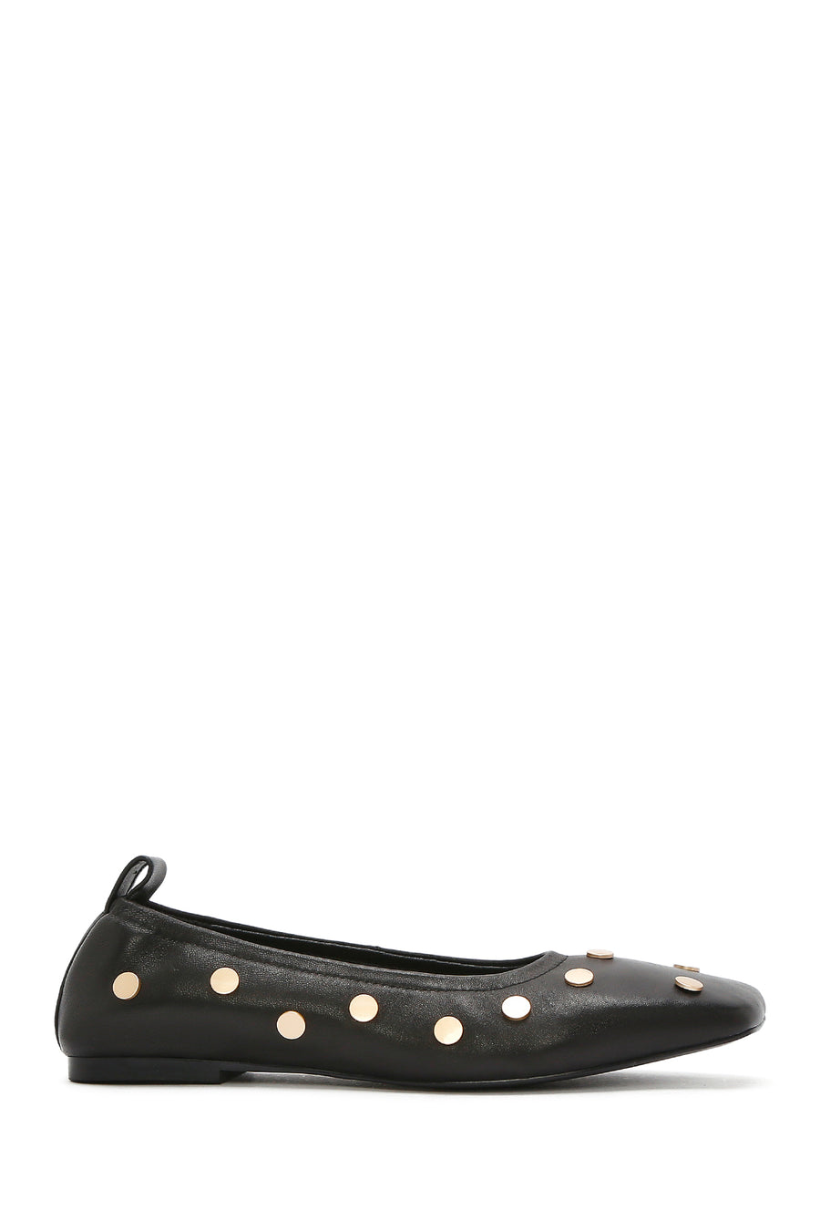 Women's Black Metal Detailed Leather Ballerinas 25SFE494018 | Derimod