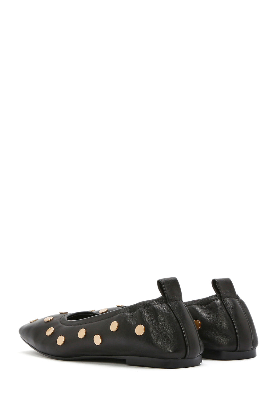 Women's Black Metal Detailed Leather Ballerinas