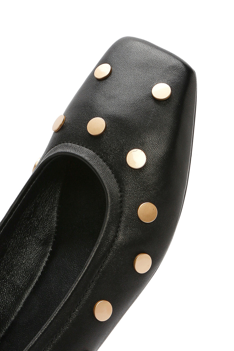 Women's Black Metal Detailed Leather Ballerinas