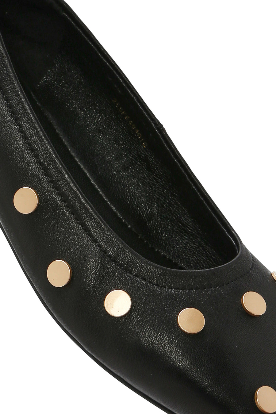 Women's Black Metal Detailed Leather Ballerinas