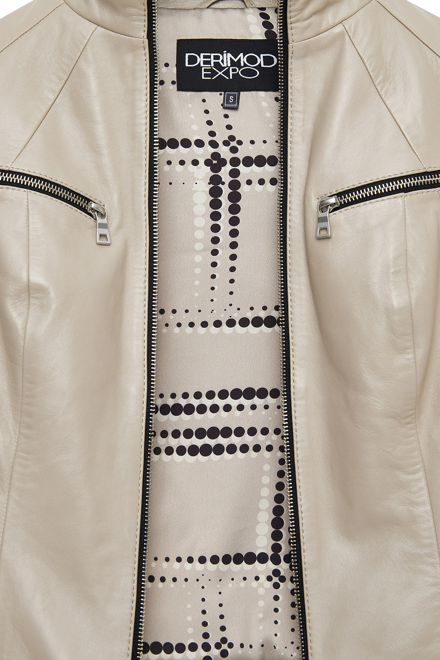 Taya Women's Beige Short Leather Jacket