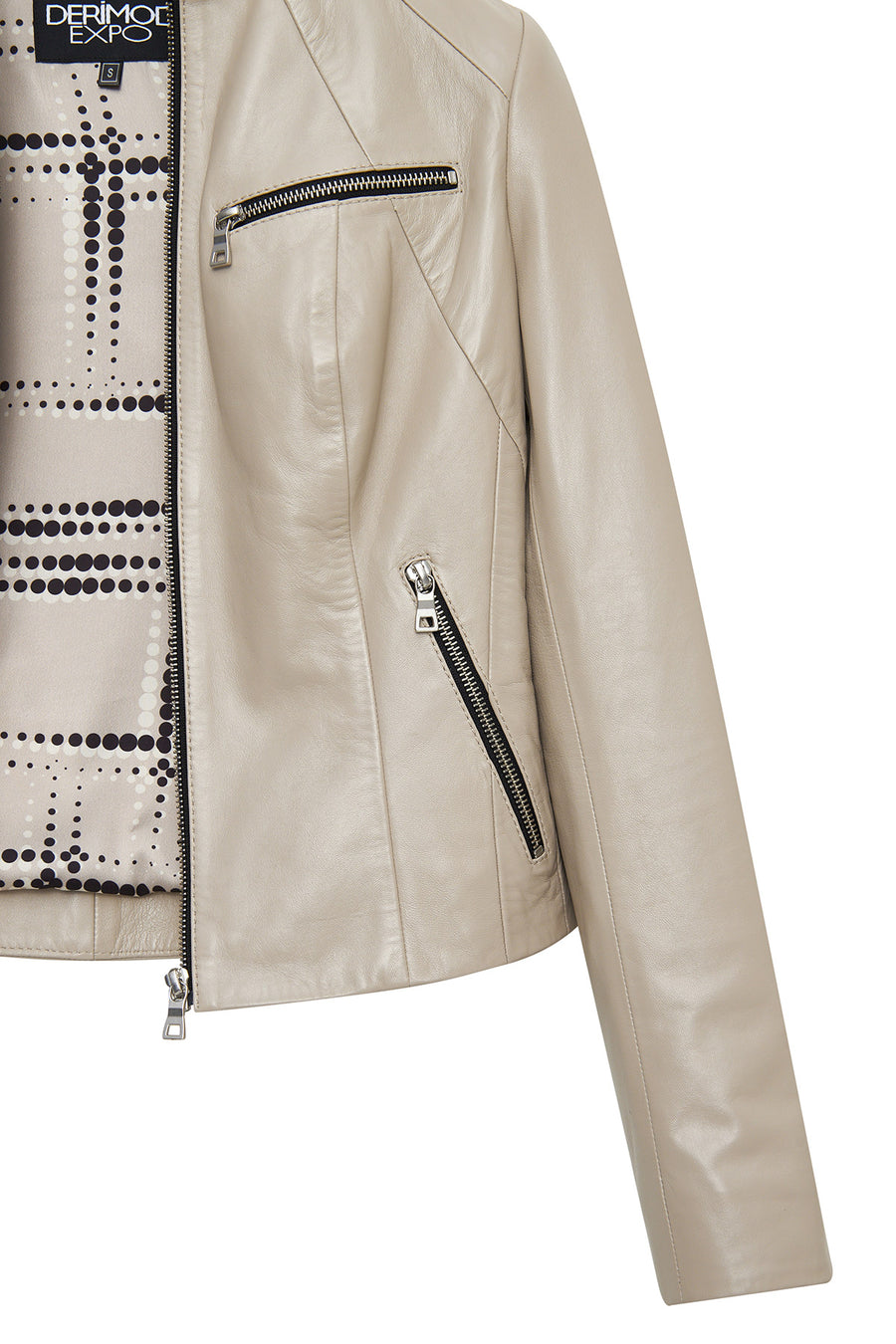 Taya Women's Beige Short Leather Jacket