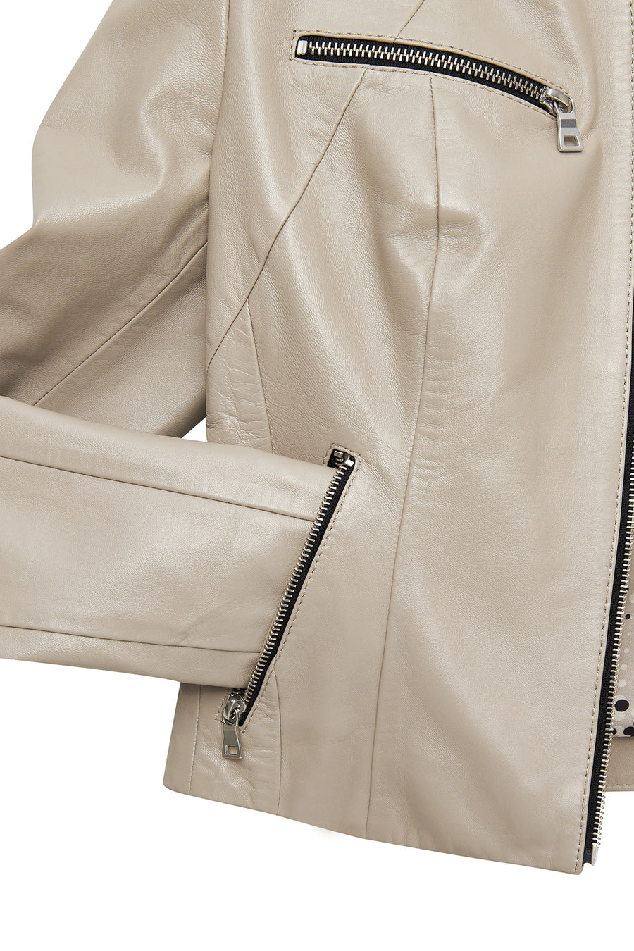 Taya Women's Beige Short Leather Jacket