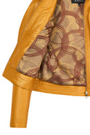 Sonia Woman Yellow Mandarin Collar Short Leather Jacket | Derimod