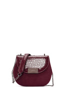 Women's Burgundy Chain Strap Printed Shoulder Bag | Derimod