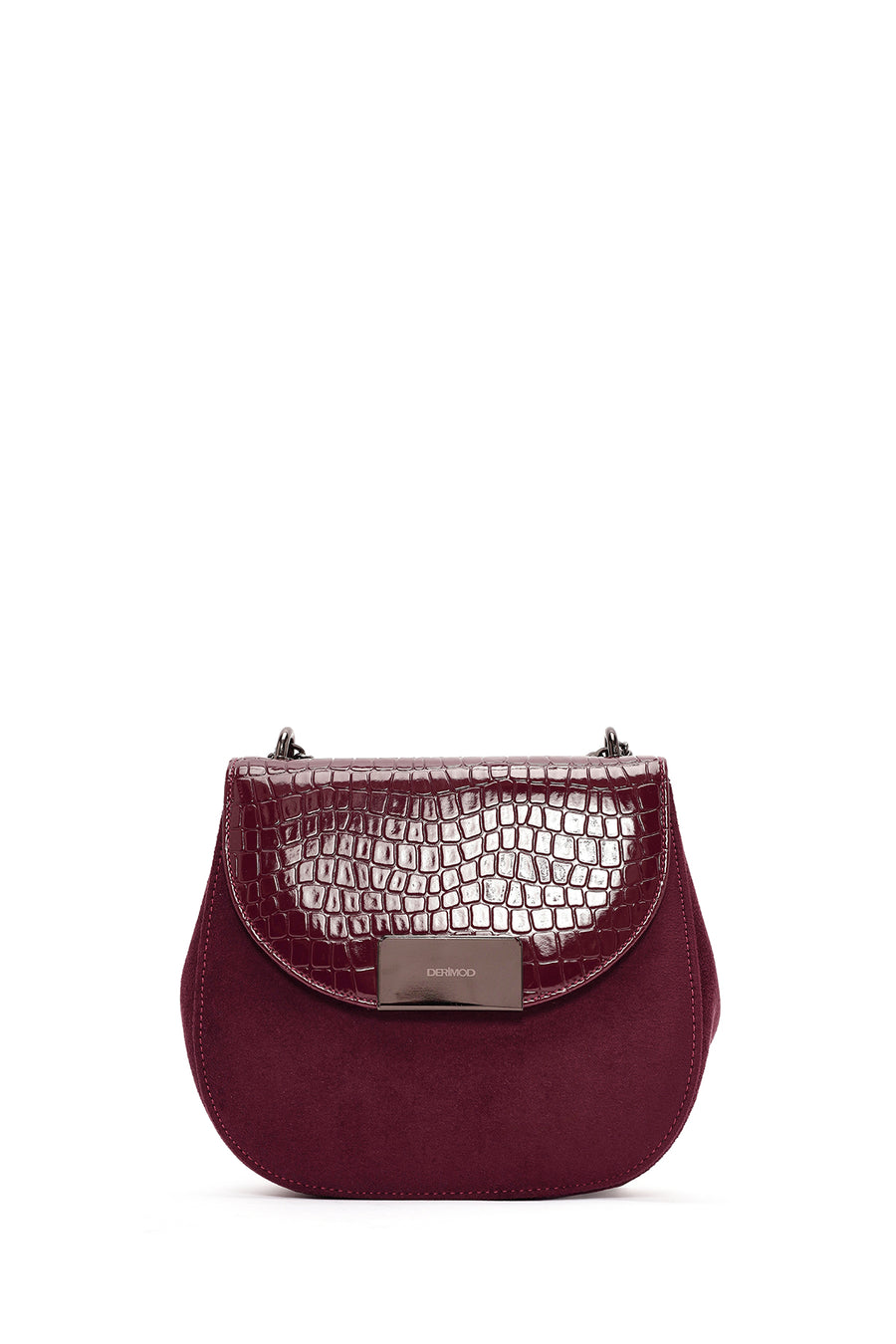 Women's Burgundy Chain Strap Printed Shoulder Bag