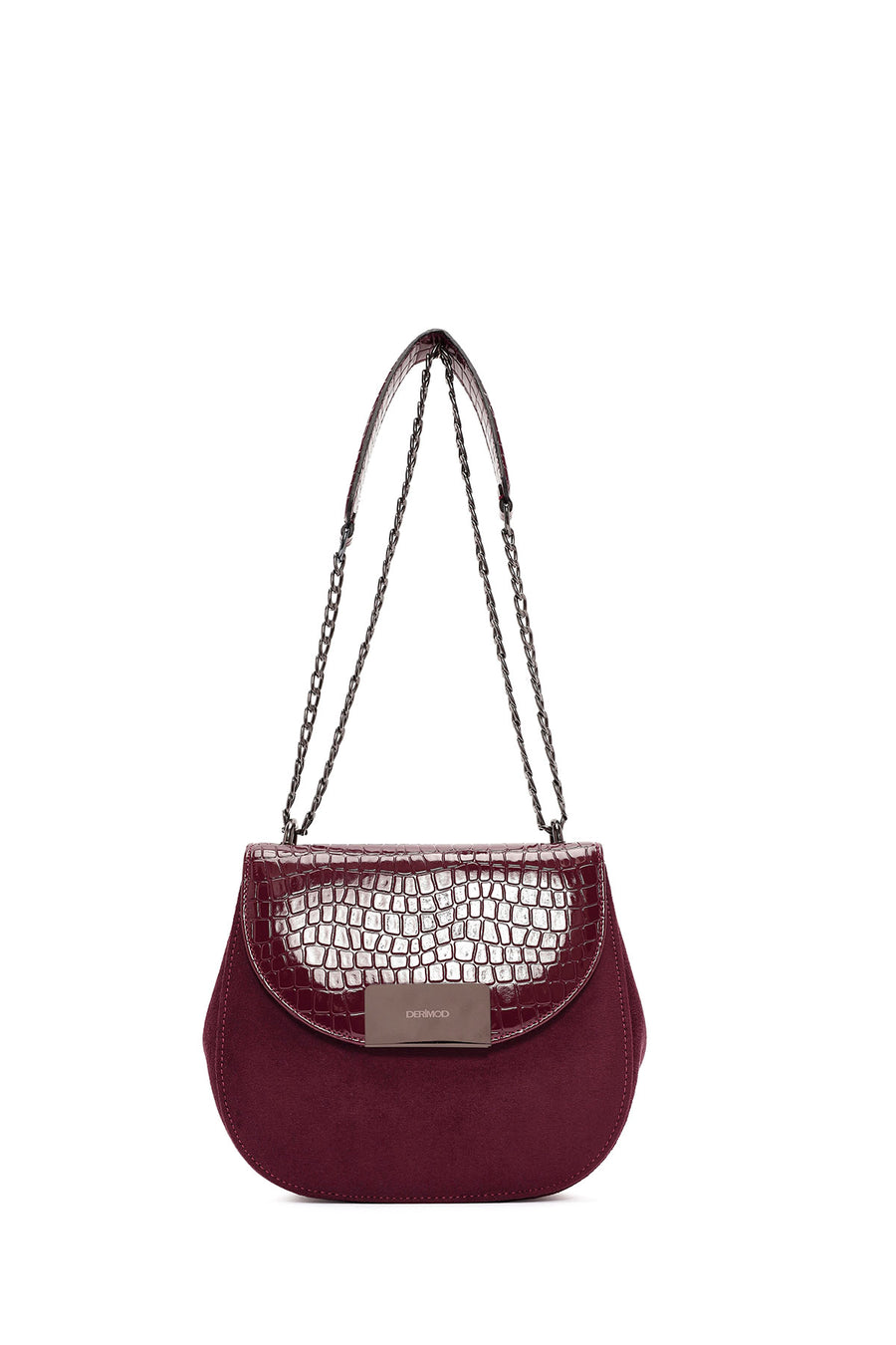 Women's Burgundy Chain Strap Printed Shoulder Bag