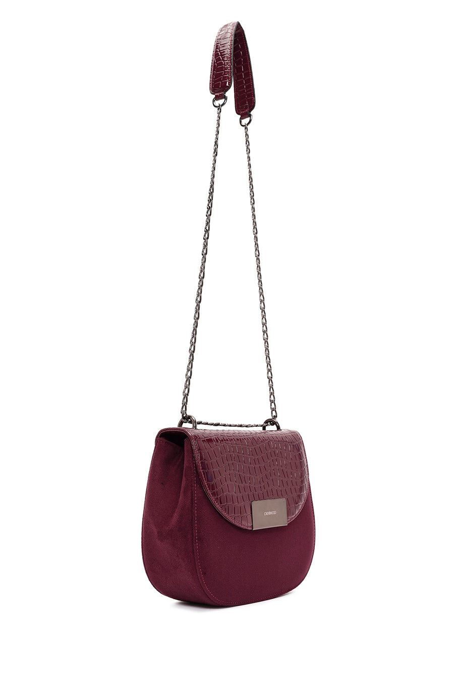 Women's Burgundy Chain Strap Printed Shoulder Bag