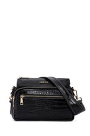 Women's Black Long Strapped Crocodile Crossbody Bag | Derimod