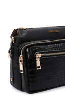 Women's Black Long Strapped Crocodile Crossbody Bag | Derimod