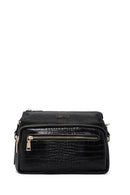 Women's Black Long Strapped Crocodile Crossbody Bag | Derimod