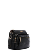Women's Black Long Strapped Crocodile Crossbody Bag | Derimod