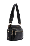 Women's Black Long Strapped Crocodile Crossbody Bag | Derimod