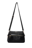 Women's Black Long Strapped Crocodile Crossbody Bag | Derimod