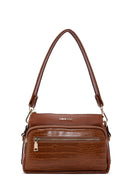 Women's Tan Long Strap Crocodile Crossbody Bag | Derimod