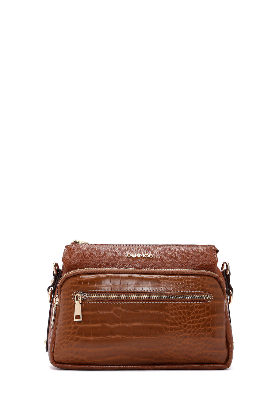 Women's Tan Long Strap Crocodile Crossbody Bag