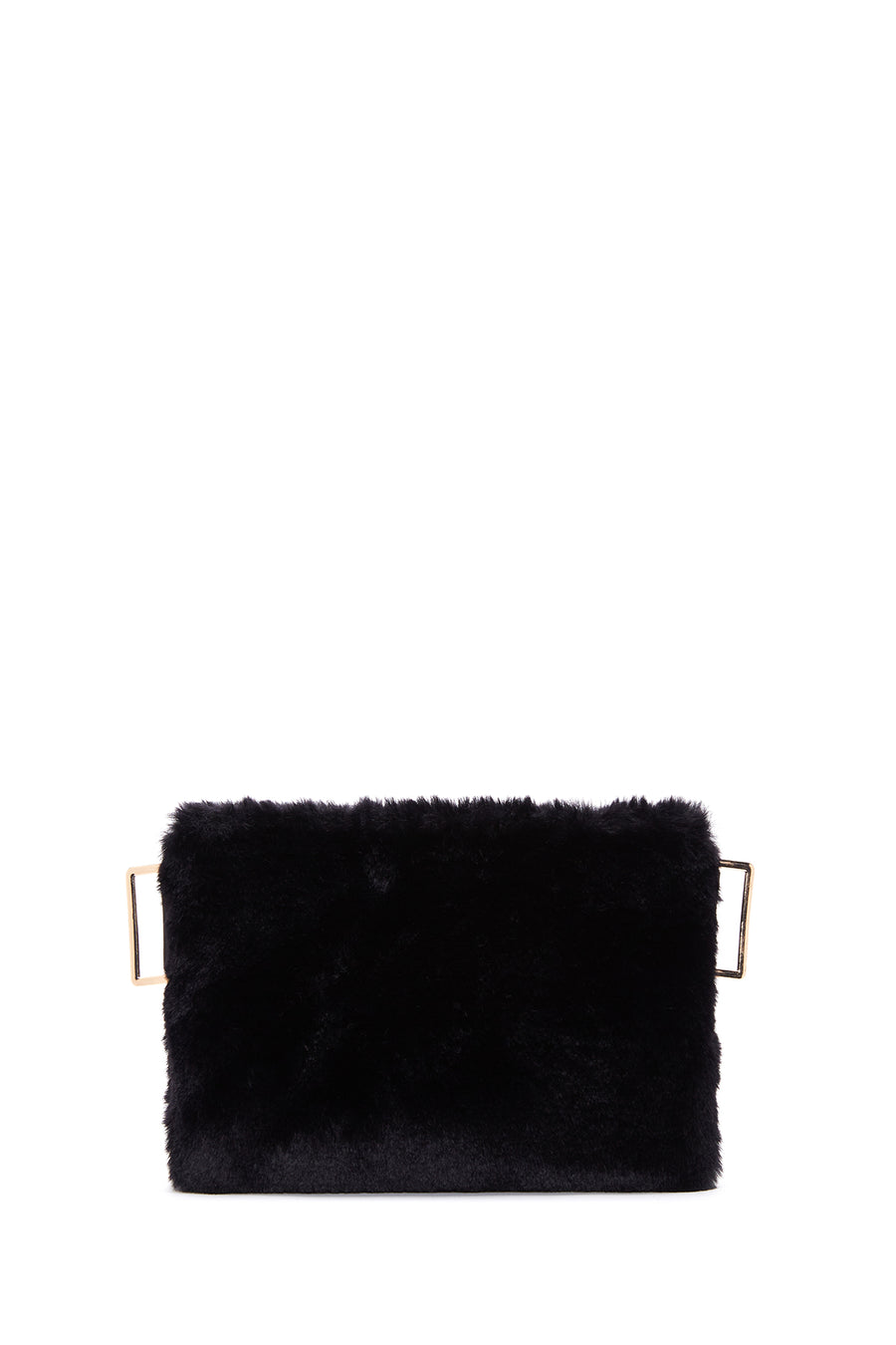 Women's Black Long Strap Plush Clutch Bag