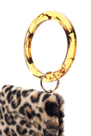 Women's Leopard Chain Strap Plush Clutch Bag | Derimod