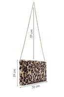 Women's Leopard Chain Strap Plush Clutch Bag | Derimod