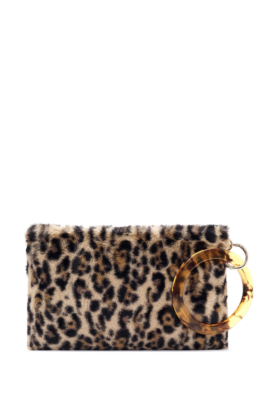 Women's Leopard Chain Strap Plush Clutch Bag