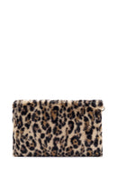 Women's Leopard Chain Strap Plush Clutch Bag | Derimod