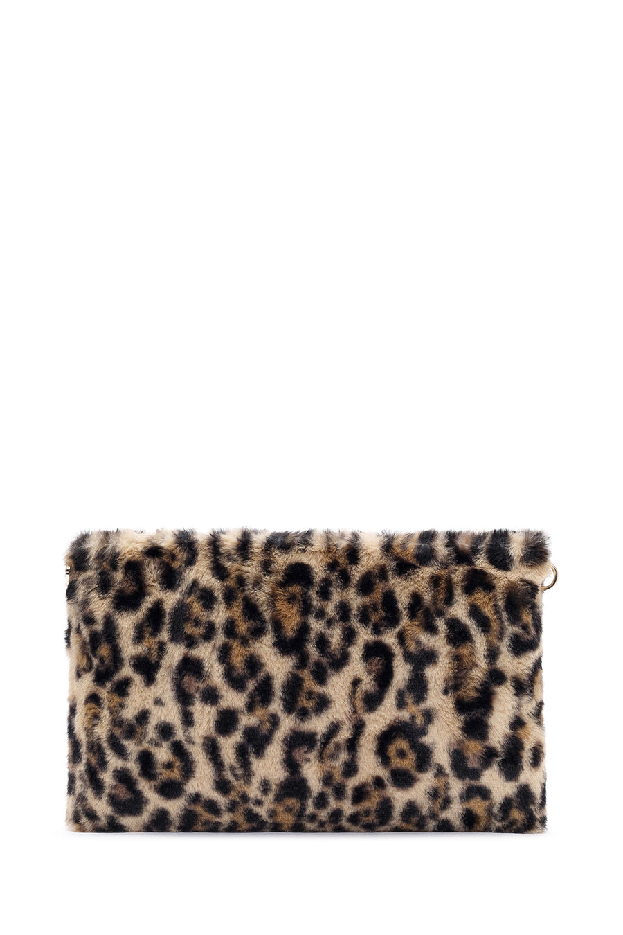 Women's Leopard Chain Strap Plush Clutch Bag