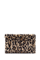 Women's Leopard Chain Strap Plush Clutch Bag | Derimod
