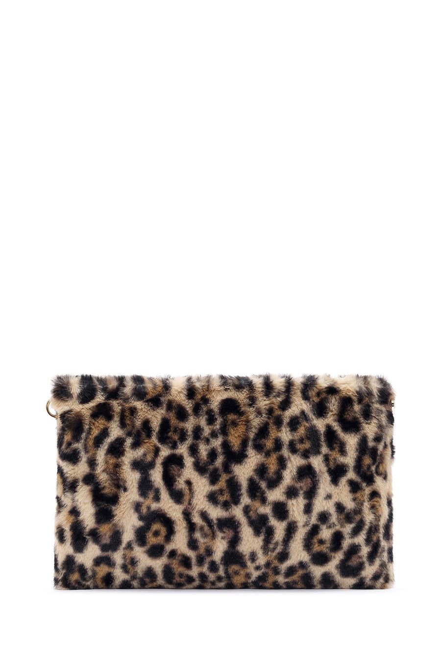 Women's Leopard Chain Strap Plush Clutch Bag