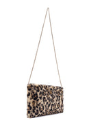 Women's Leopard Chain Strap Plush Clutch Bag | Derimod