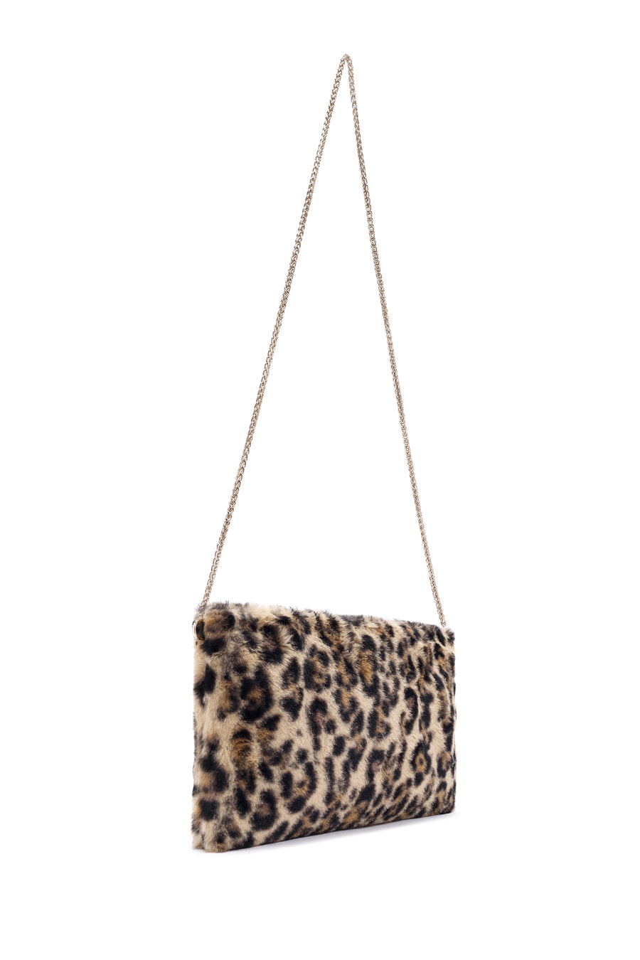 Women's Leopard Chain Strap Plush Clutch Bag